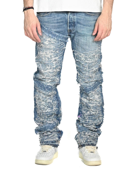 36/60 STRAP DISTRESSED DENIM JEANS W33 L36