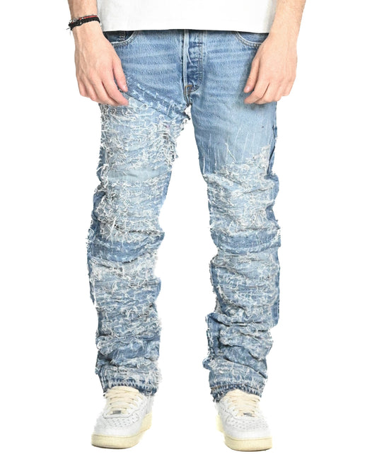 33/60 STRAP DISTRESSED DENIM JEANS W33 L34