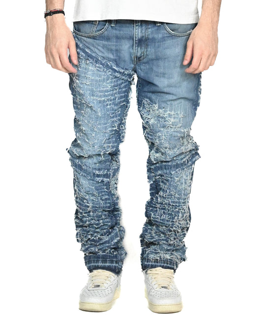 34/60 STRAP DISTRESSED DENIM JEANS W34 L34