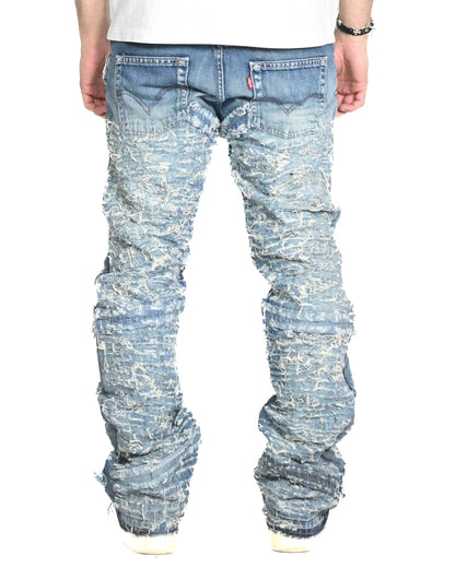 35/60 STRAP DISTRESSED DENIM JEANS W33 L32